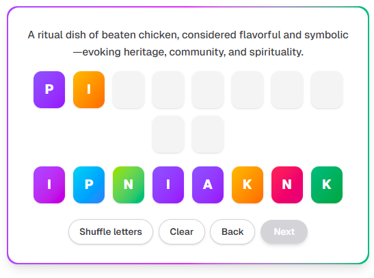 Igorot Word Scramble